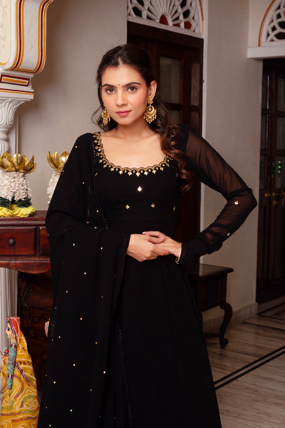 Trending Black Color Party Wear Embroidery Anarkali Suit JEELVA Trending Black Color Party Wear Embroidery Anarkali Suit JEELVA