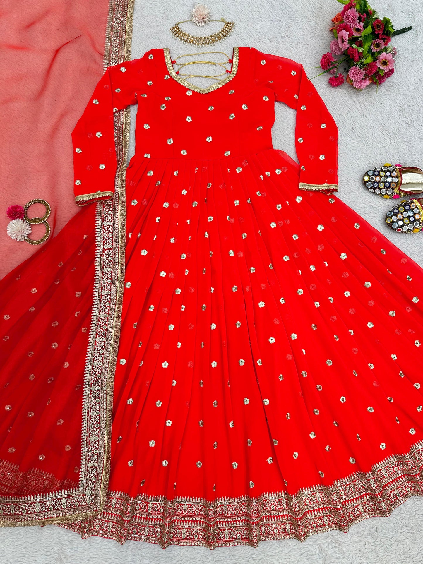 Beautiful Foux georgette Gown with thread Sequence work
