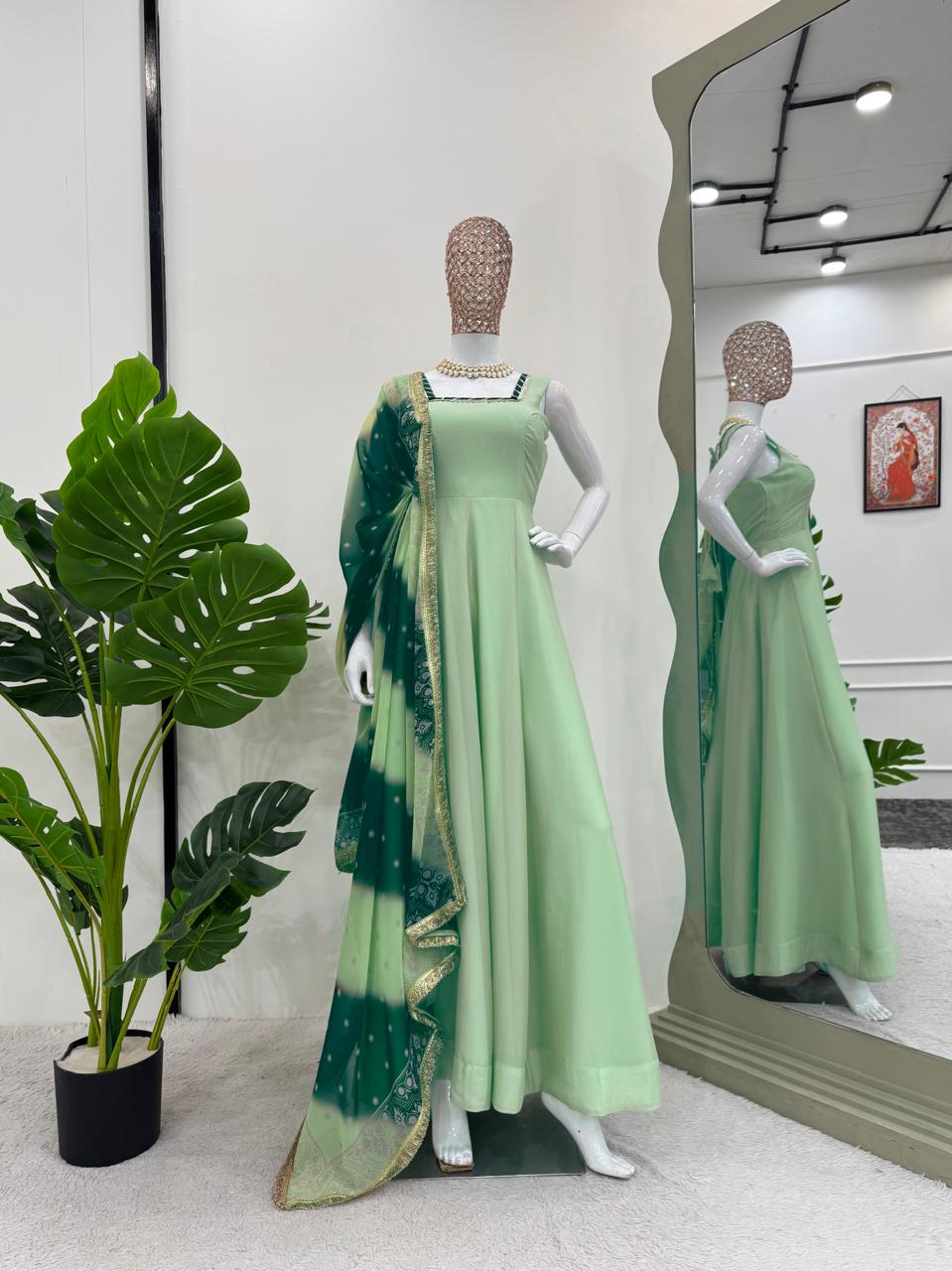 Pista Color Ready to Wear Anarkali Suit