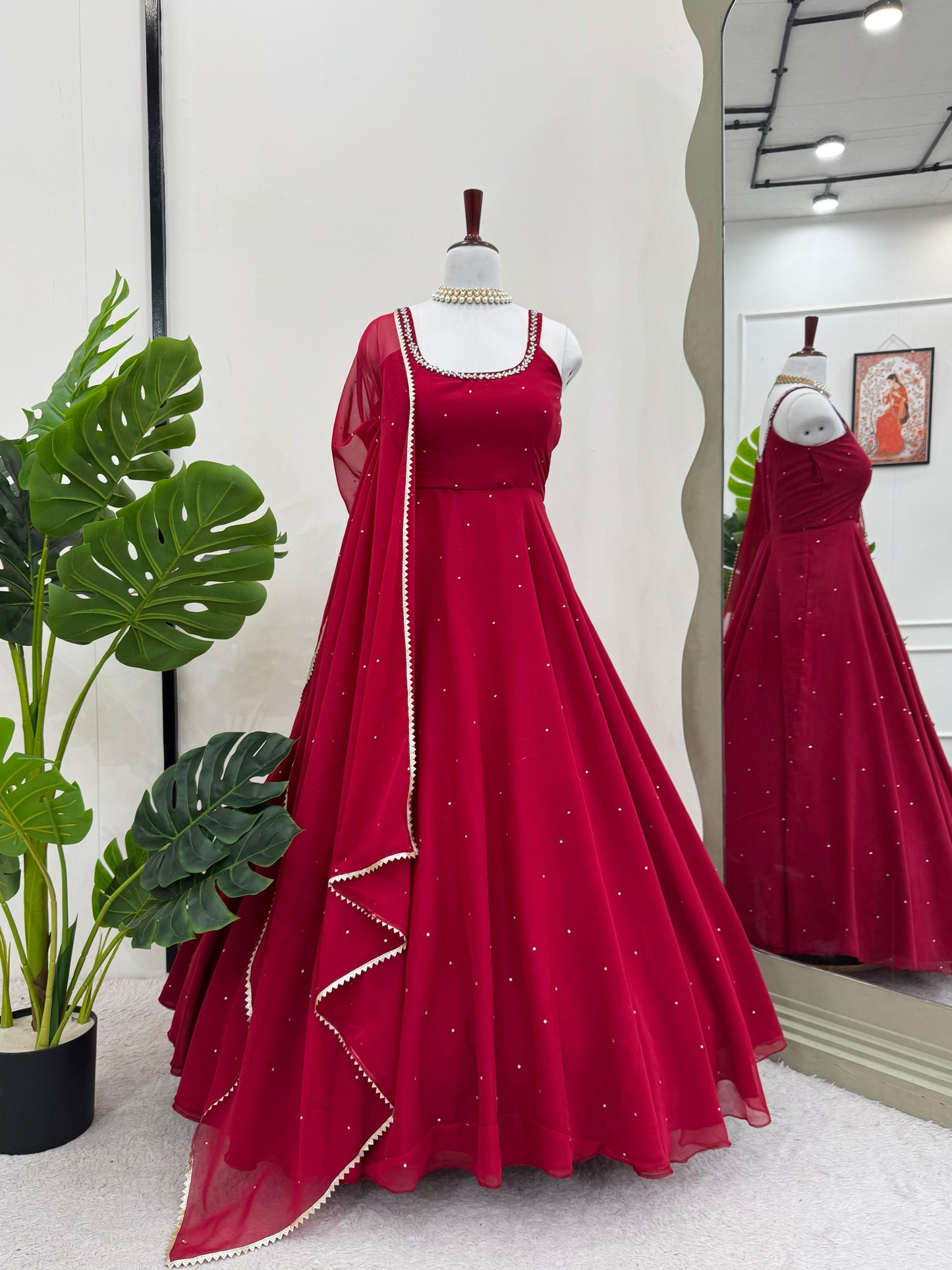 Trending Georgette Mirror work Anarkali Suit