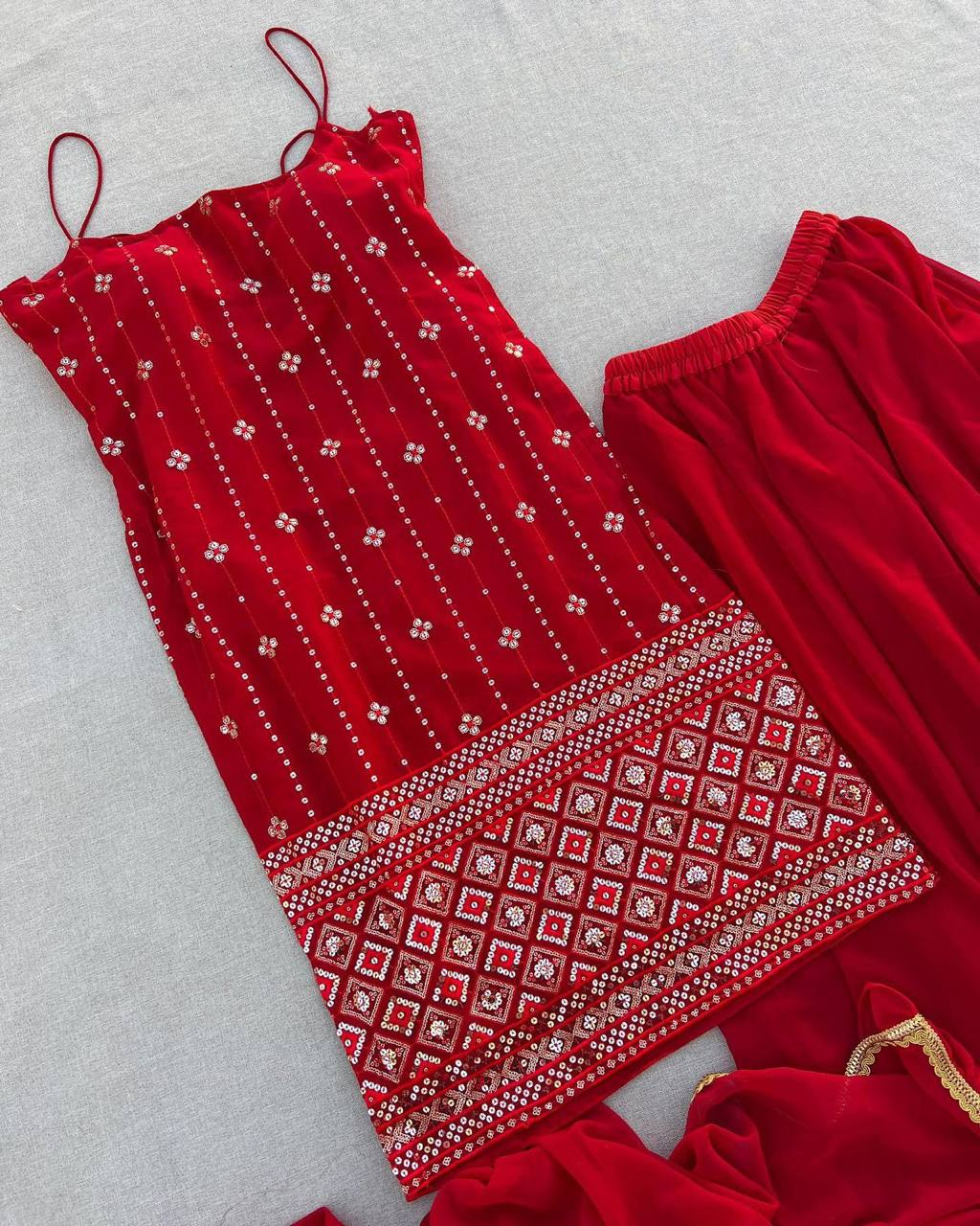 Wedding special beautiful Red color Sharara