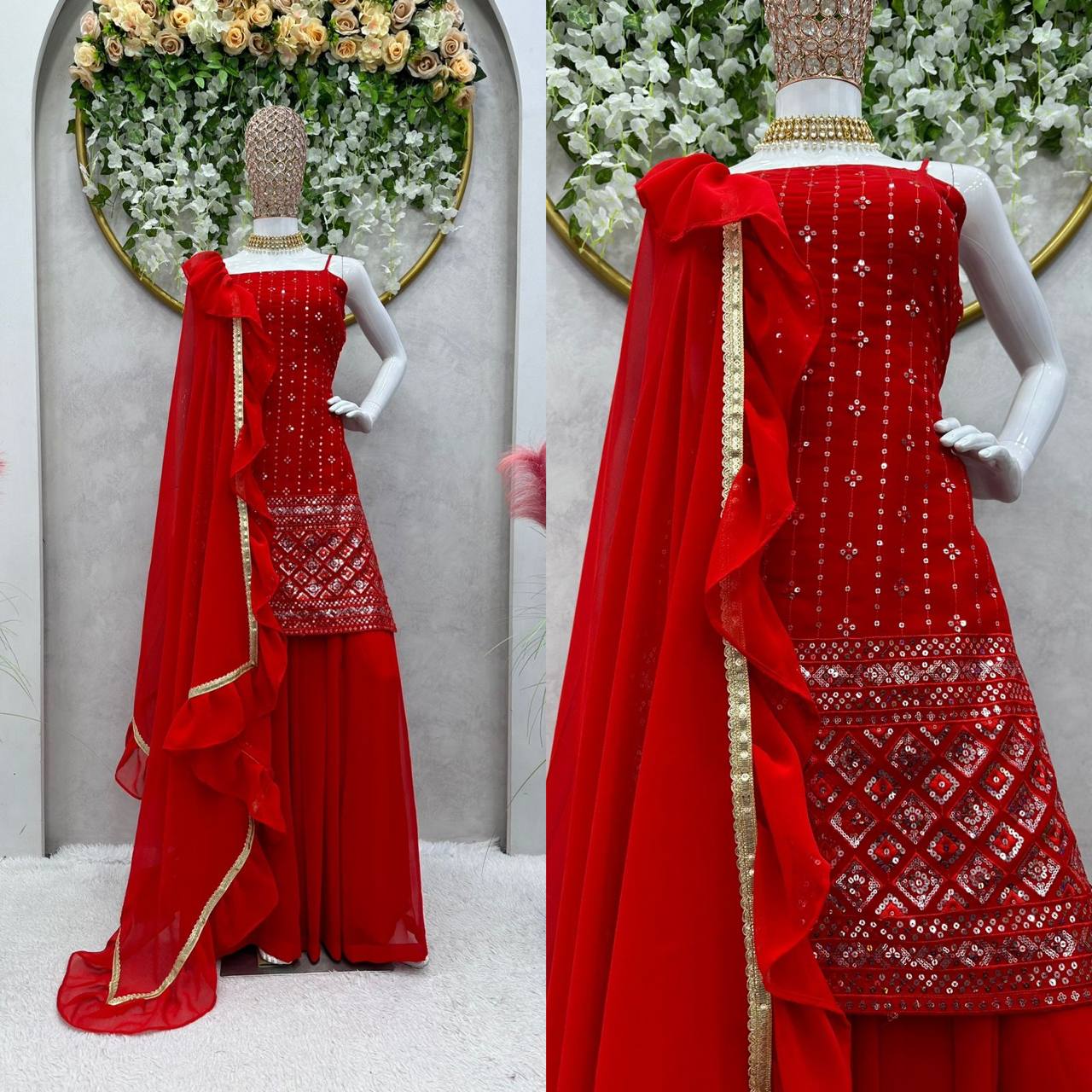 Wedding special beautiful Red color Sharara