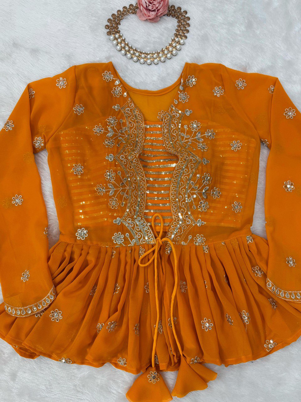 Orange Lehenga Choli with Koti