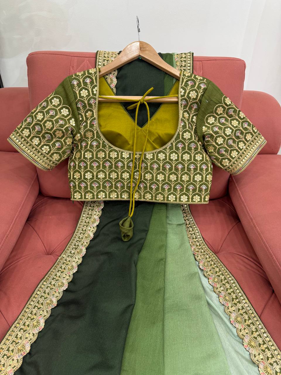 Thread and Sequence Work Chinon Silk Saree