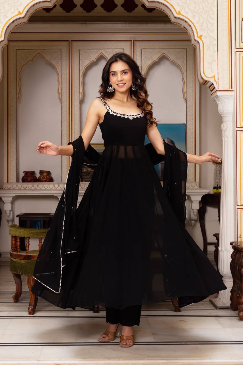 Mirror work Top & Palazzo with Dupatta
