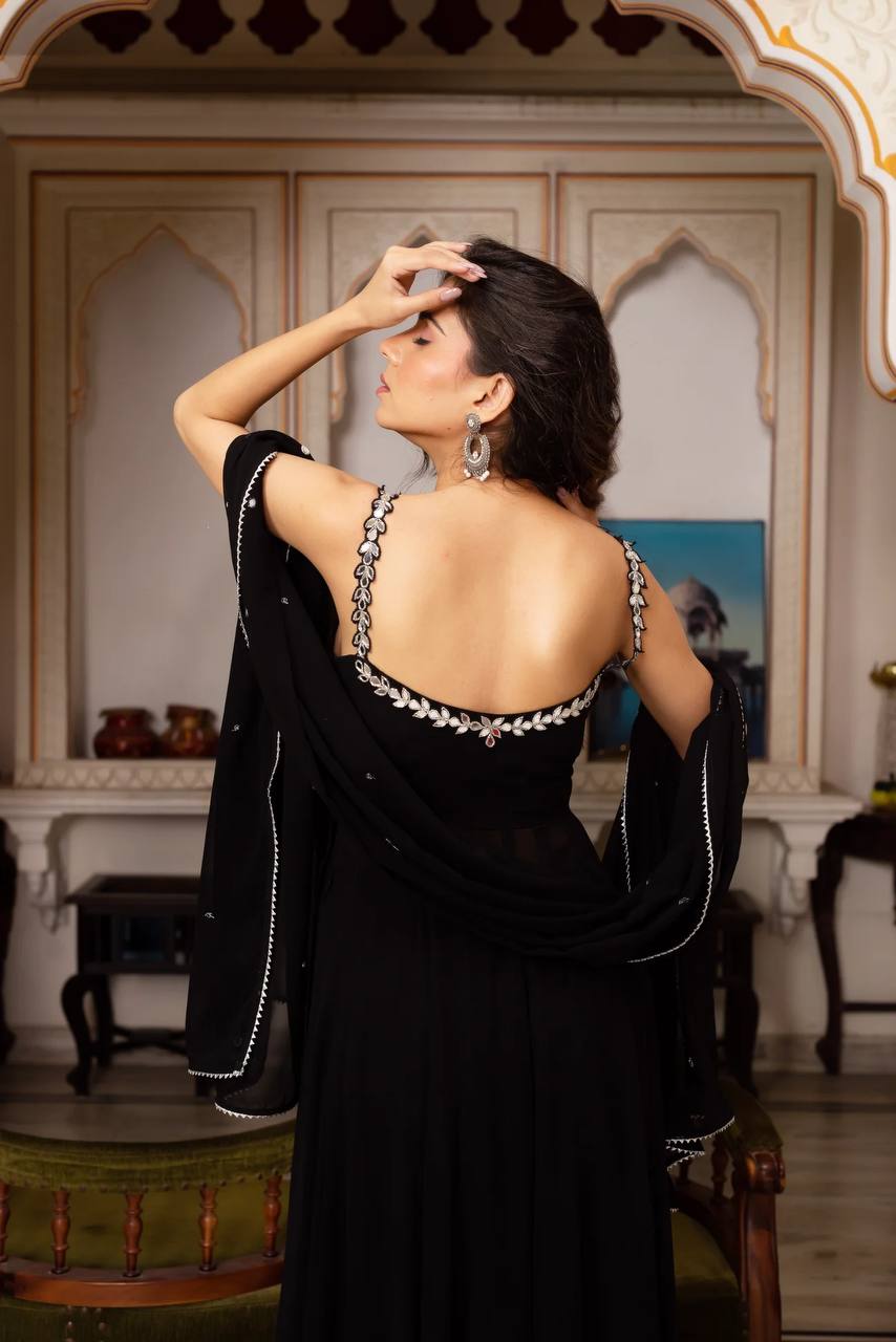 Mirror work Top & Palazzo with Dupatta