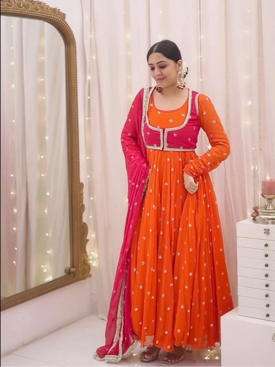 Heavy Georgette Suit with Koti Pant & Dupatta