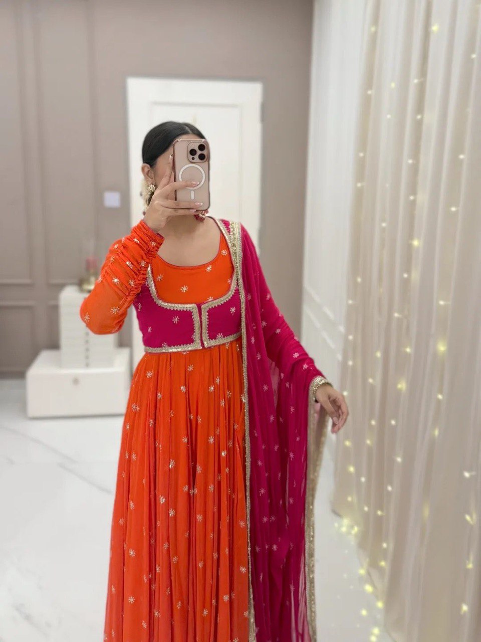 Heavy Georgette Suit with Koti Pant & Dupatta
