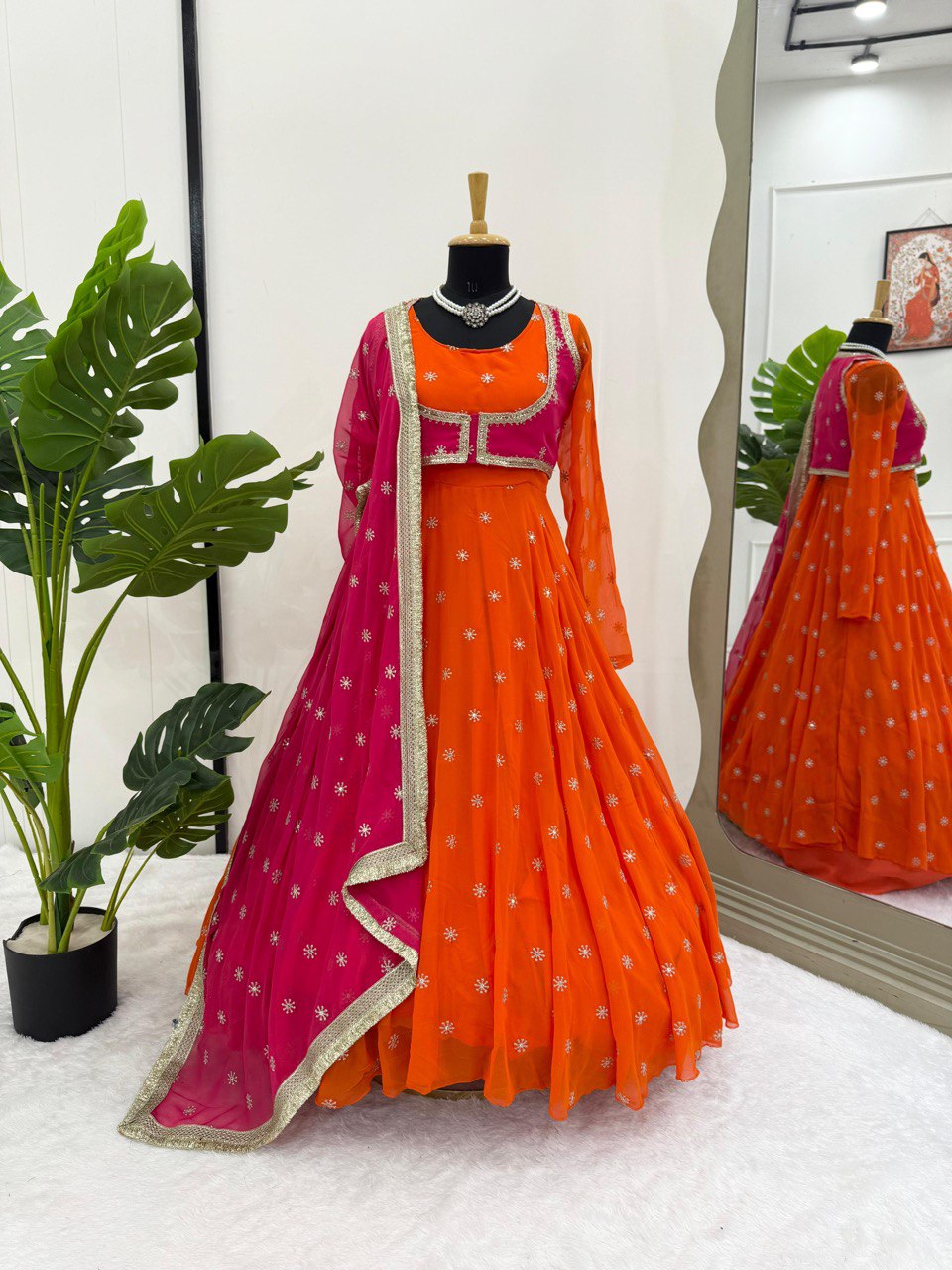 Heavy Georgette Suit with Koti Pant & Dupatta