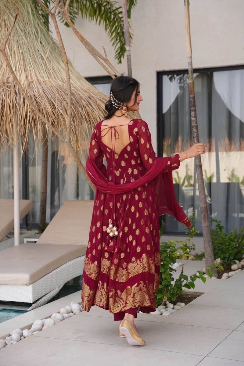 Anarkali Suit Set With Pant & Dupatta