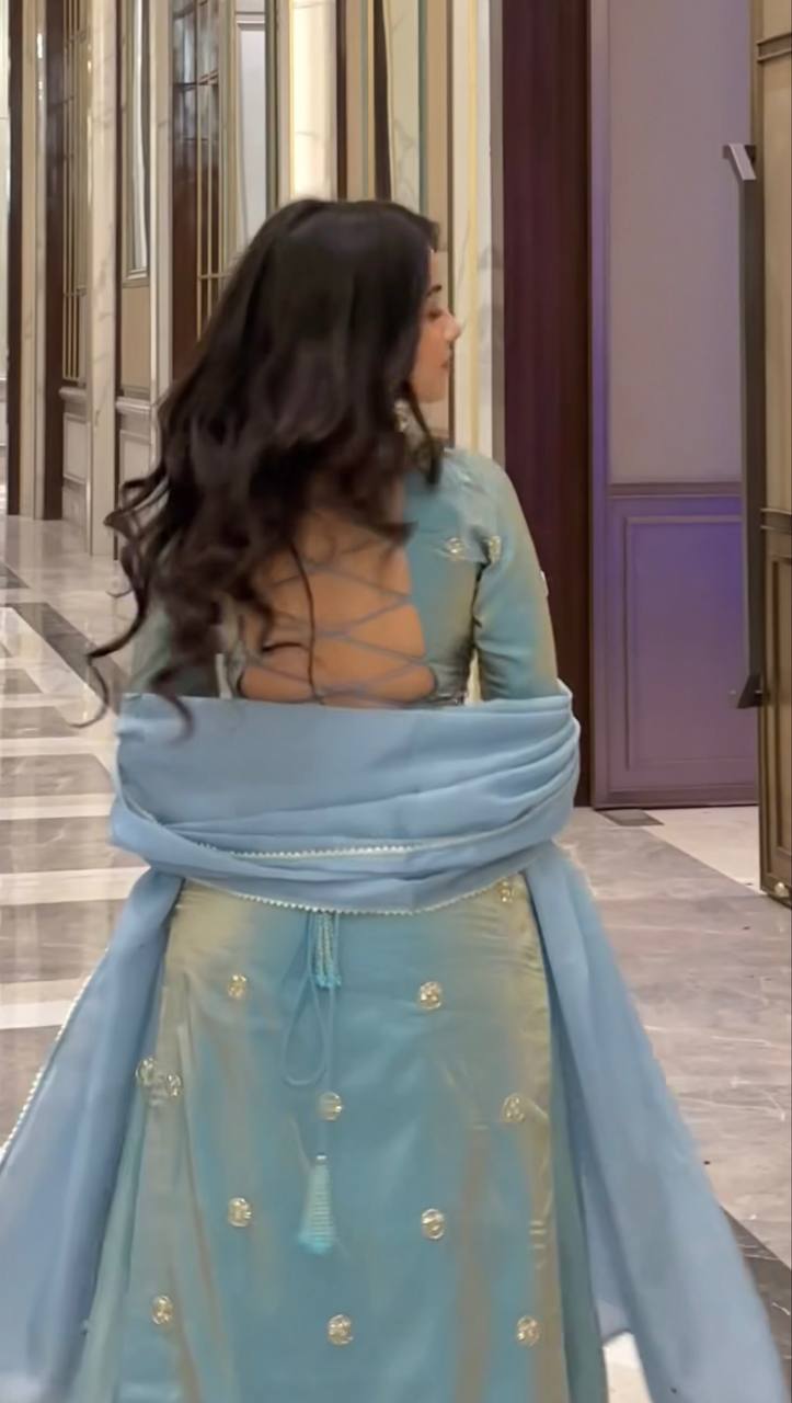 Designer Satin Anarkali Suit