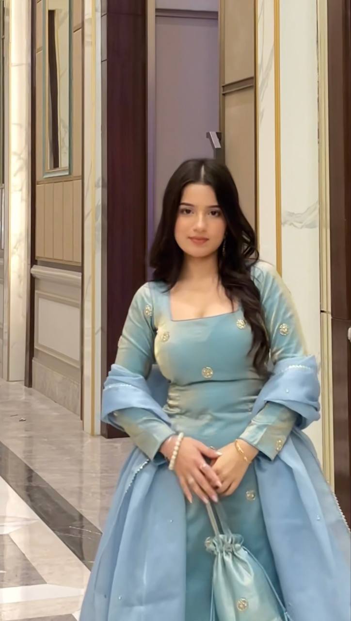 Designer Satin Anarkali Suit