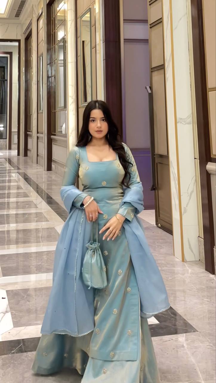 Designer Satin Anarkali Suit