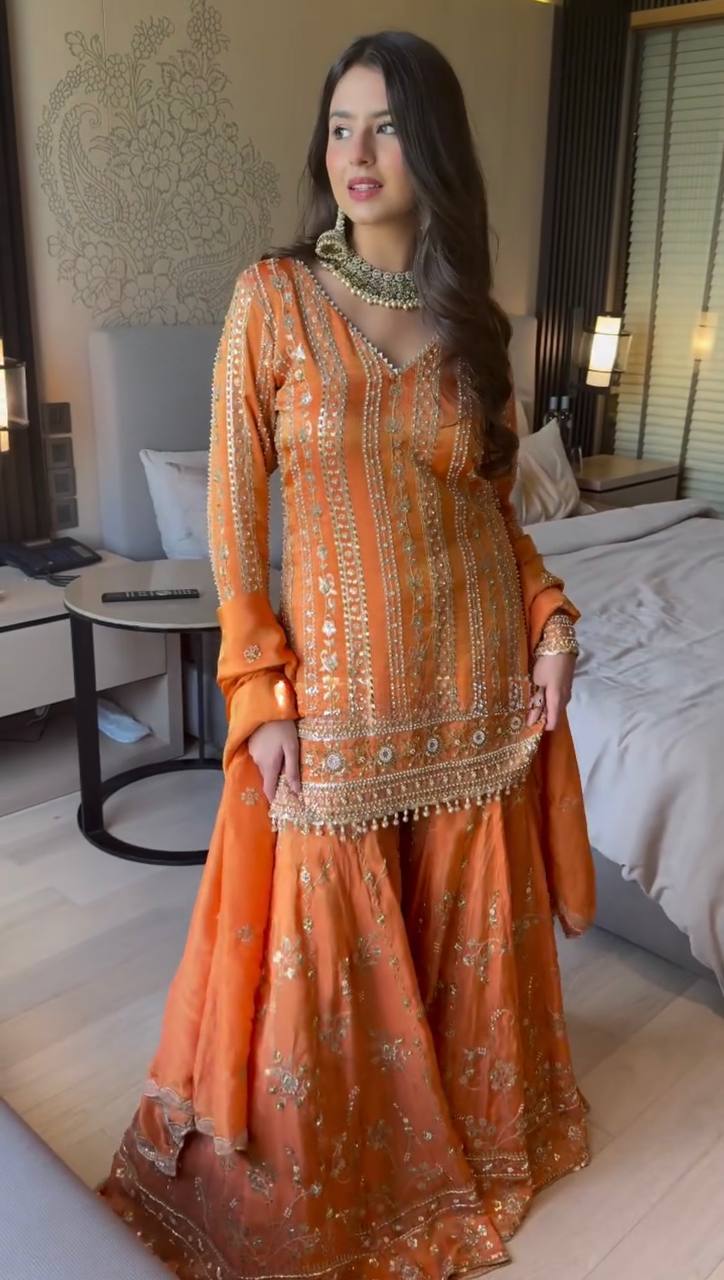 Georgette Top Sharara with Dupatta