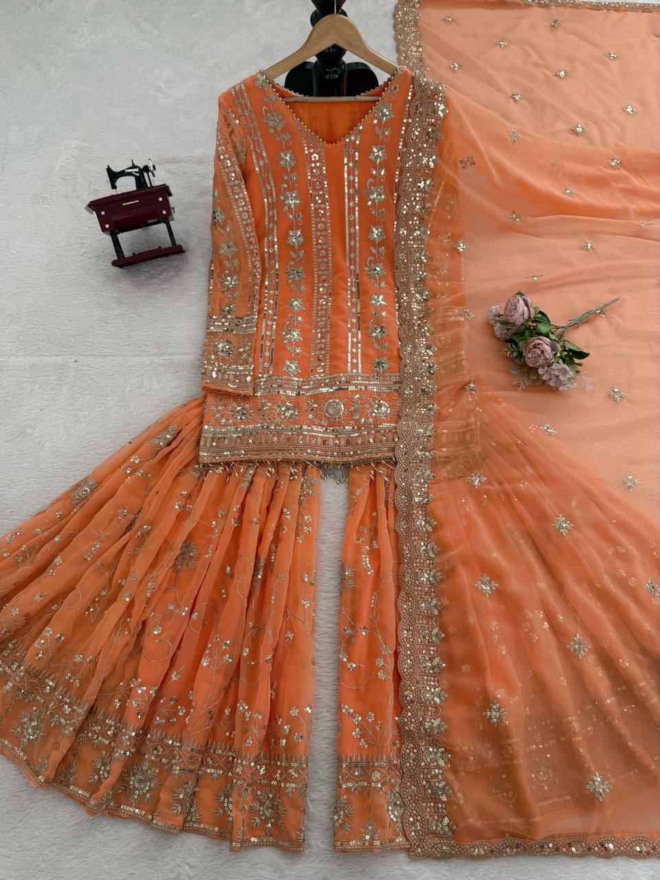 Georgette Top Sharara with Dupatta