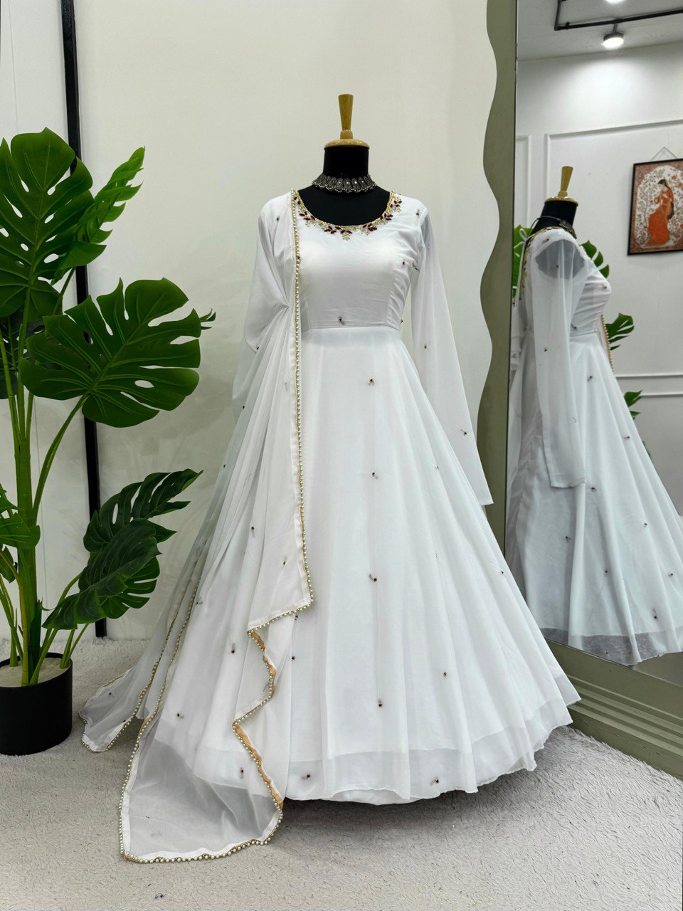 White Color Designer Anarkali Suit