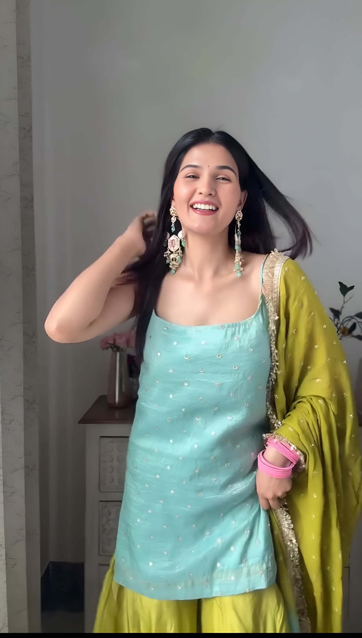Embroidered silk based Sharara Set