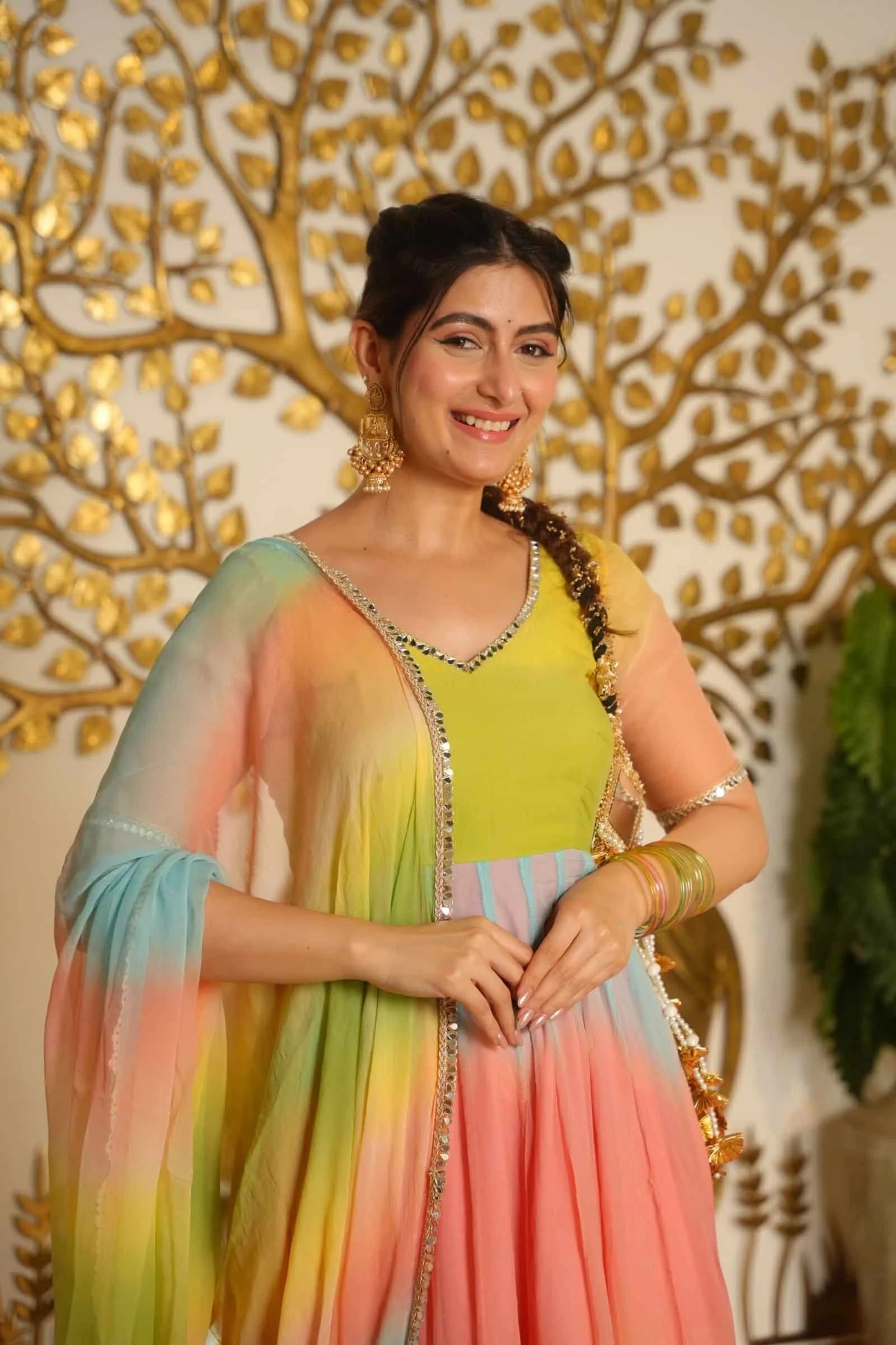 Printed Anarkali Suit Set
