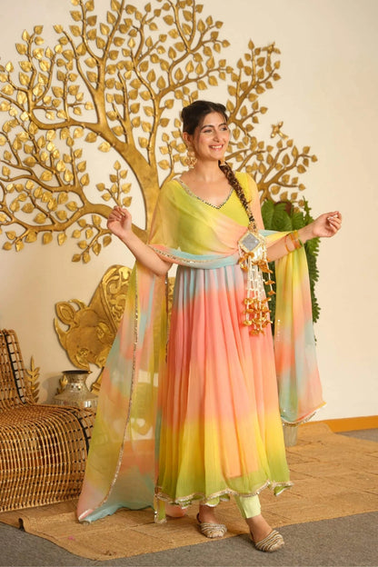 Printed Anarkali Suit Set