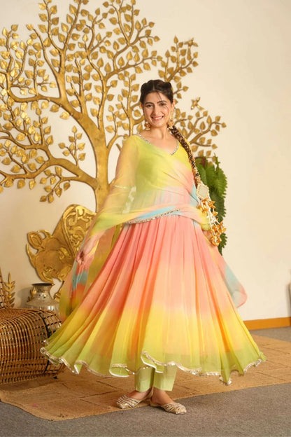 Printed Anarkali Suit Set