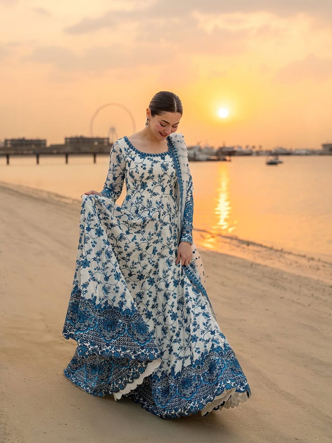White Stylish Anarkali Suit Set