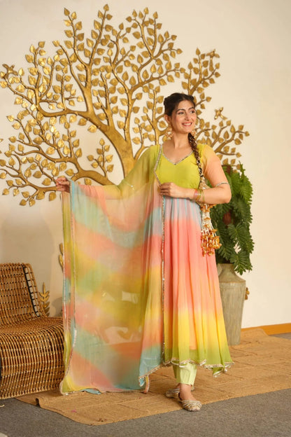 Printed Anarkali Suit Set