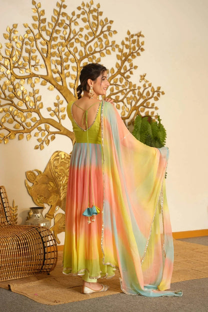 Printed Anarkali Suit Set