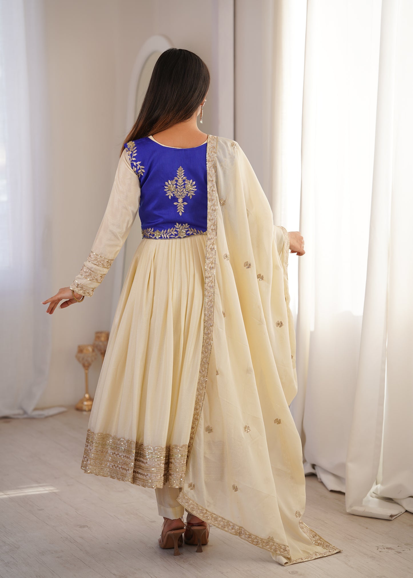 Anarkali Suit with Koti Pant and Dupatta
