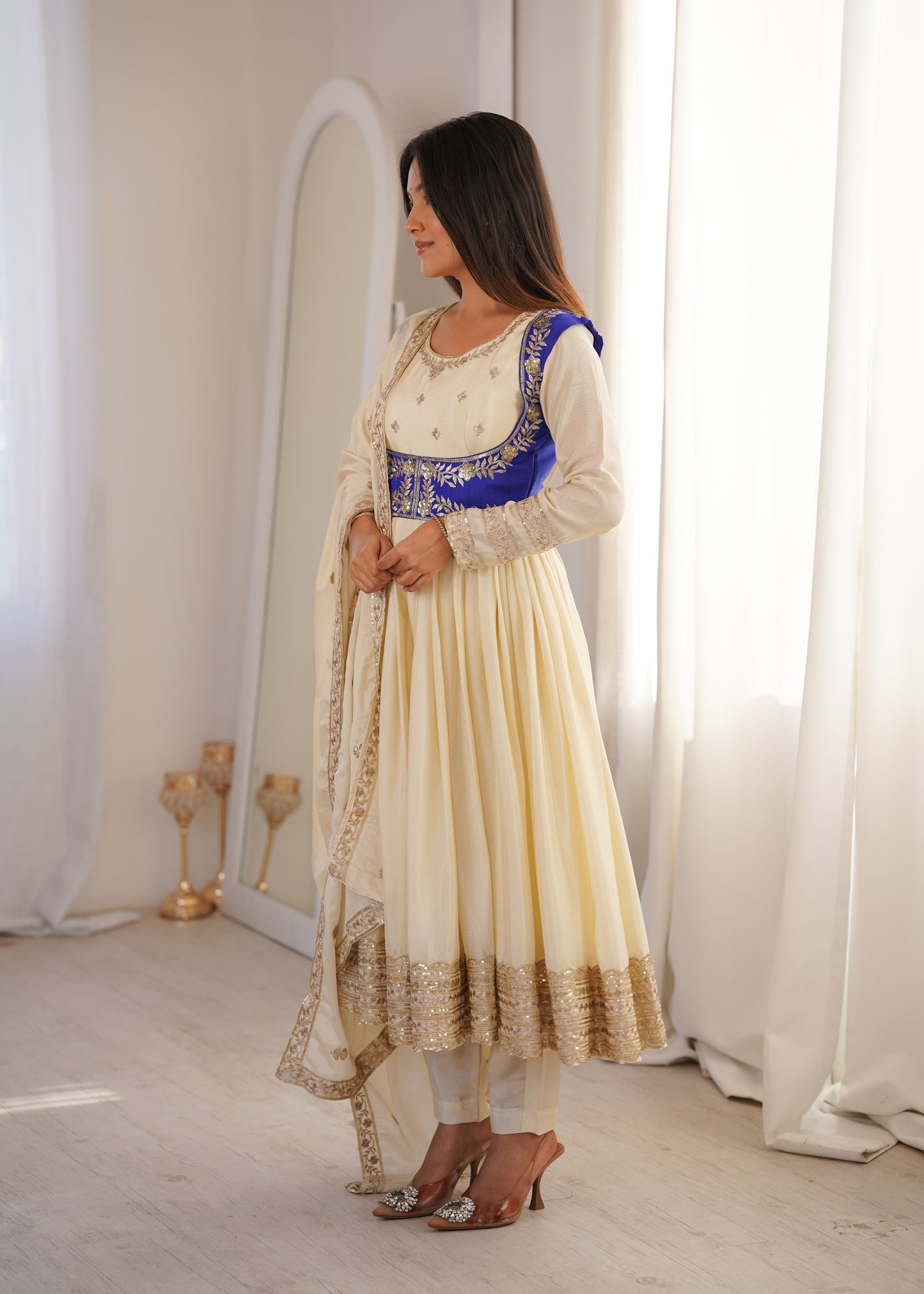 Anarkali Suit with Koti Pant and Dupatta