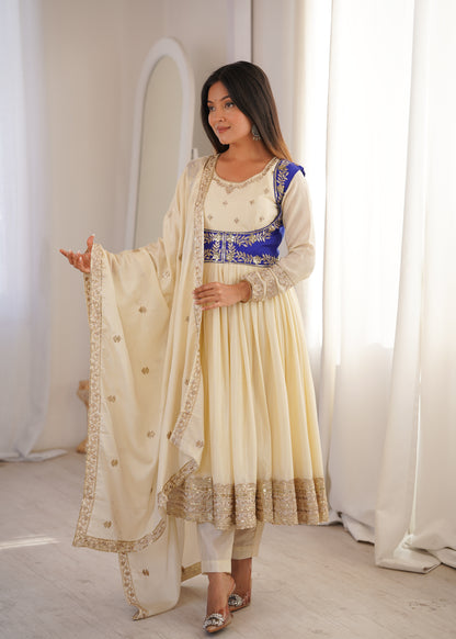 Anarkali Suit with Koti Pant and Dupatta