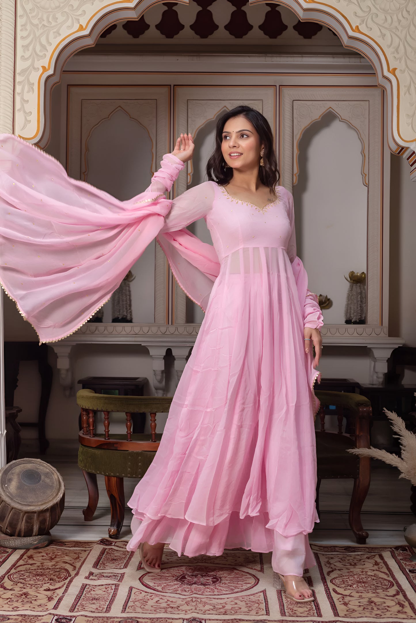 Baby Pink Elegant Georgette Anarkali Suit