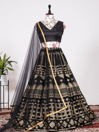 black lehenga styled and perfectly crafted with Sequins Lehenga Choli