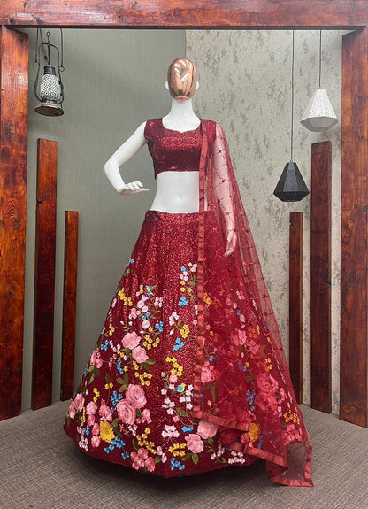 Hina Khan Latest Maroon Bridal Lehenga For Wedding