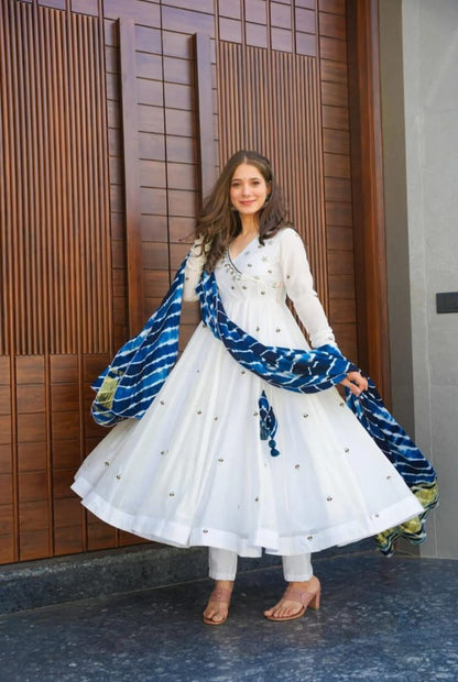 Most Popular wedding special white anarkali gown