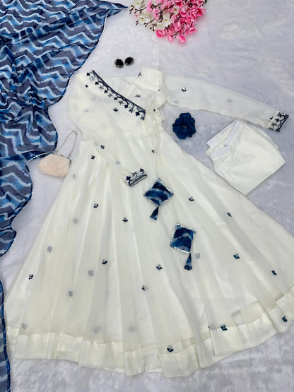 Most Popular wedding special white anarkali gown