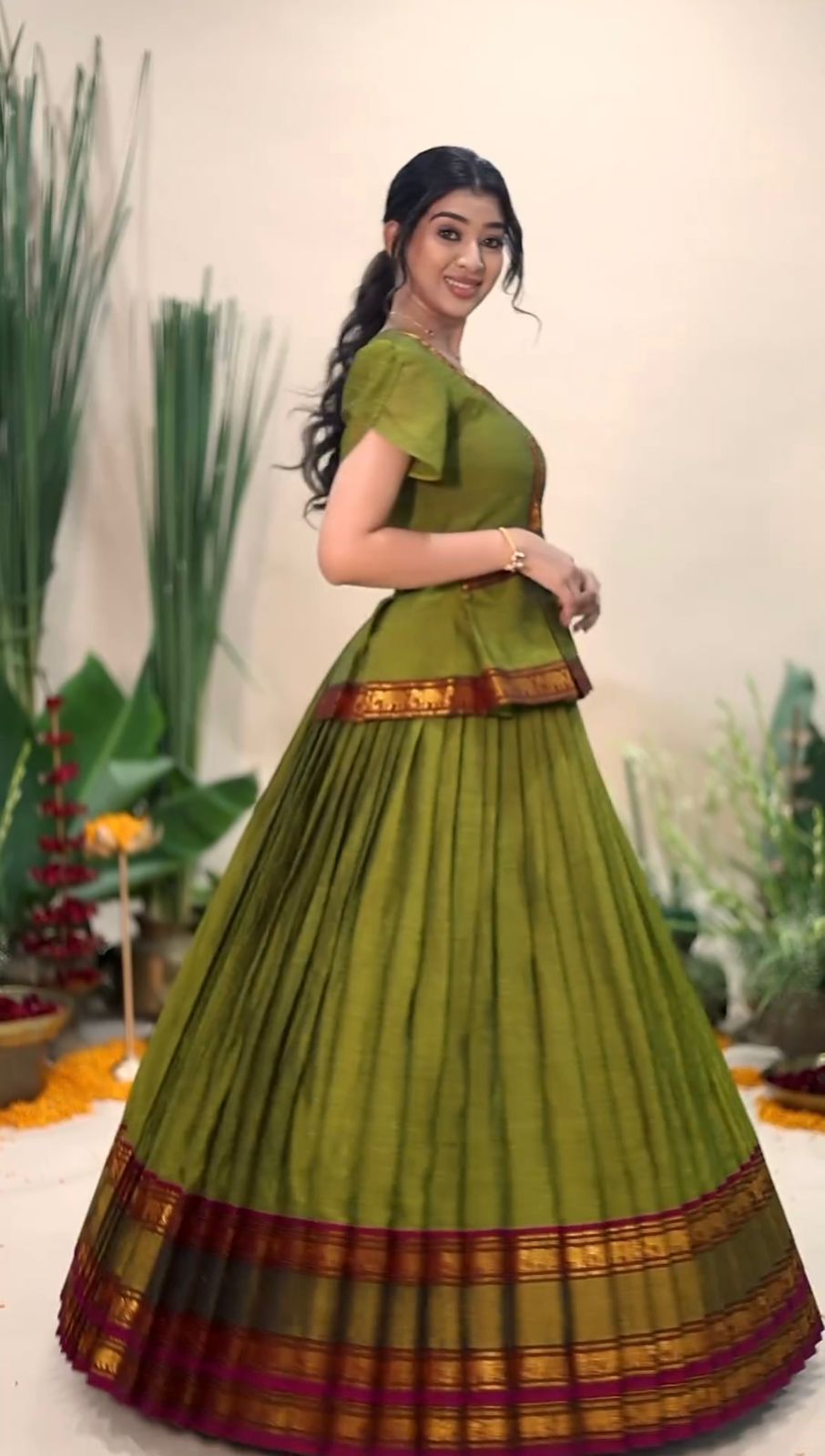 Trending Green Color Jacquard Silk  Lehenga