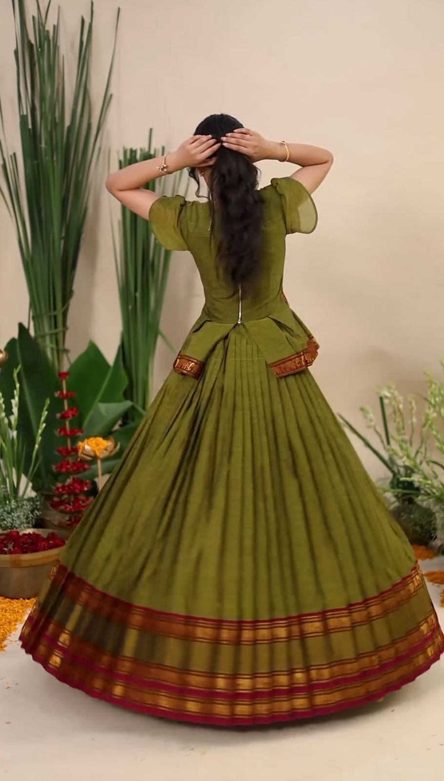 Trending Green Color Jacquard Silk  Lehenga