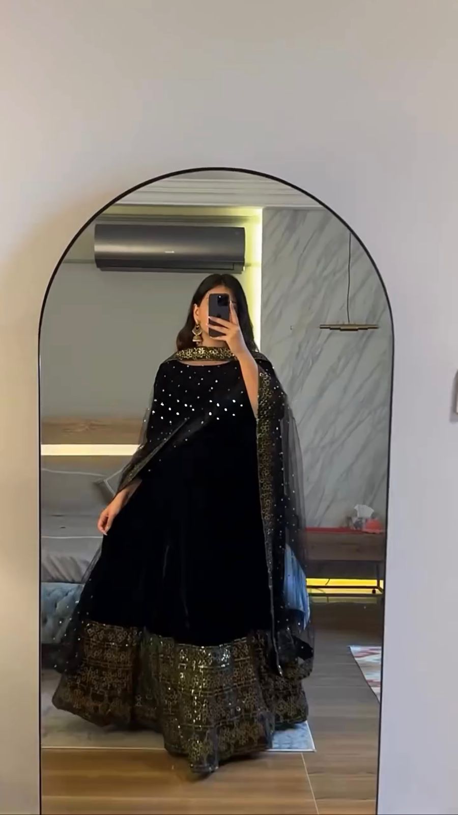 Trending Velvet  Black Color Anarkali Gown