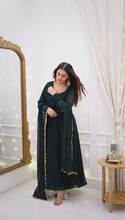 New Launching Trending Green Color Anarkali Suit