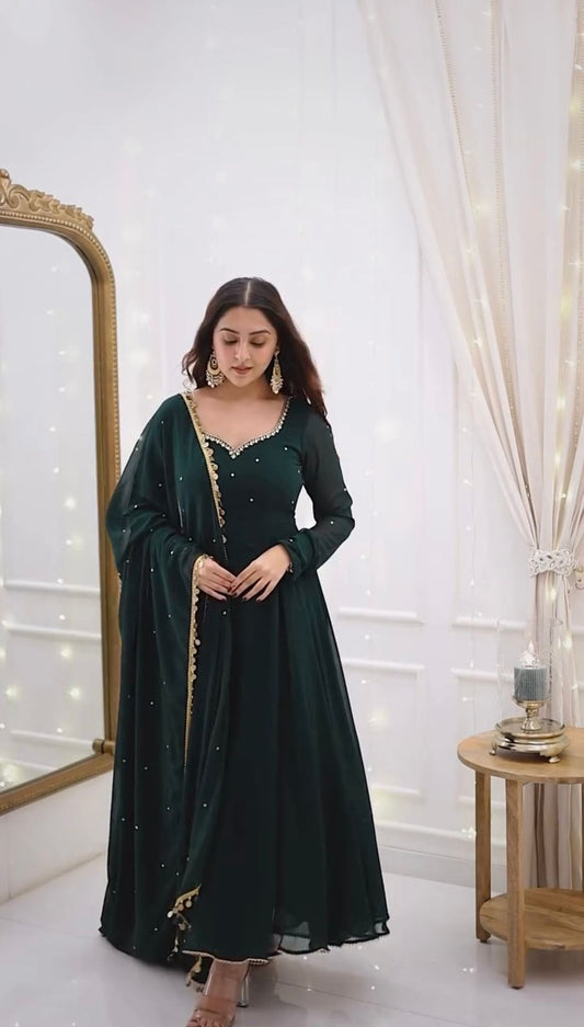 New Launching Trending Green Color Anarkali Suit