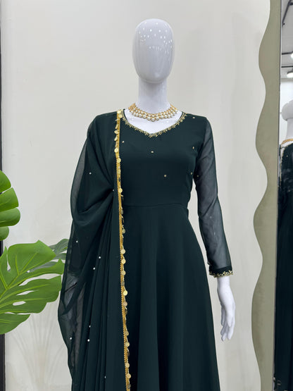 New Launching Trending Green Color Anarkali Suit