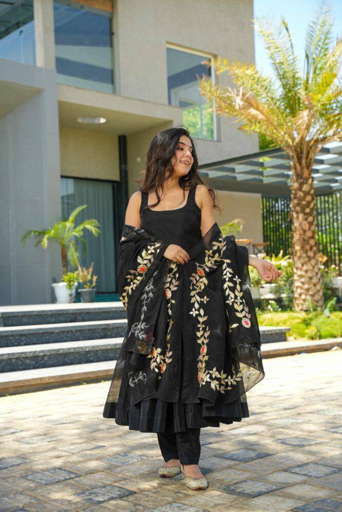 Beautiful Black Color Party wear Anarkali Gown