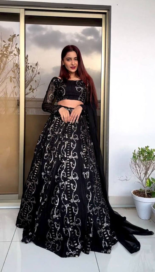 Presenting New Black Color Hot Selling Lehenga Choli