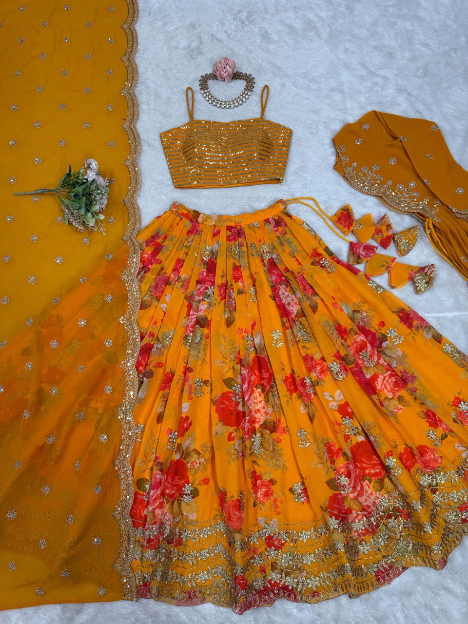 Orange Lehenga Choli with Koti