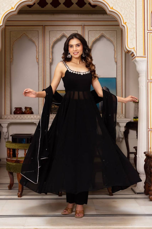 Mirror work Top  & Palazzo with Dupatta
