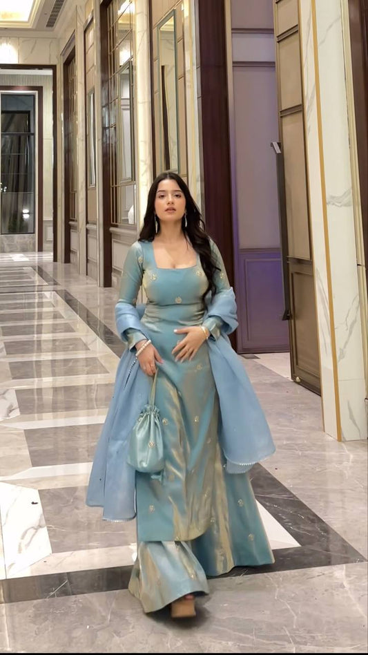 Designer Satin Anarkali Suit