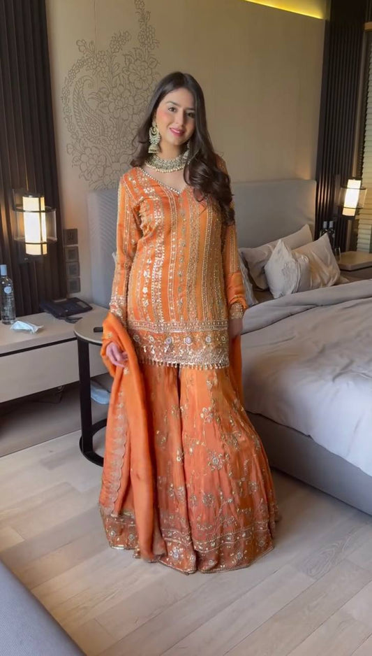 Georgette Top Sharara with Dupatta