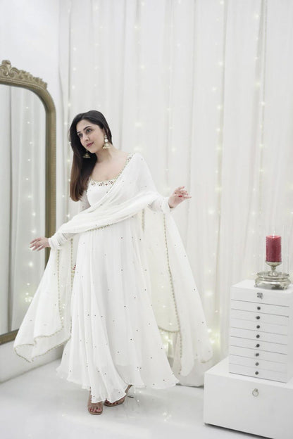 White Color Designer Anarkali Suit
