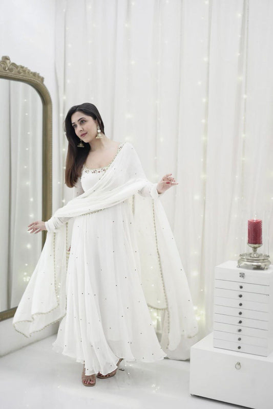 White Color Designer Anarkali Suit