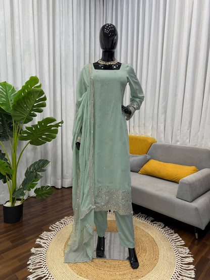 Trending Top And Palazzo Set with Dupatta